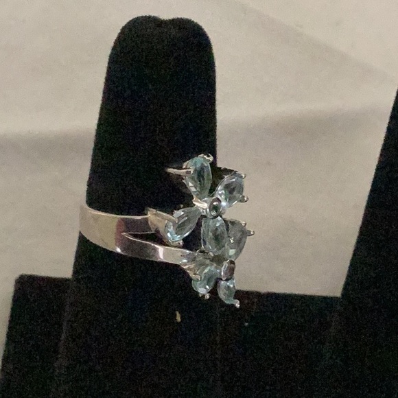 Silver (925) topaz floral ring - Picture 4 of 8